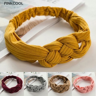 Pinkcool ที่คาดผม ผ้าโพกหัว แบบยืดหยุ่น สีพื้น สําหรับผู้หญิง