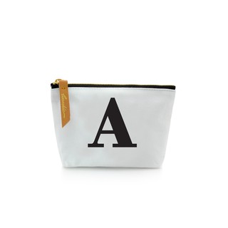 กระเป๋าผ้าลายอักษร ALPHABET  Pouch Coin Bag  WHITE  A