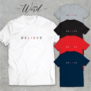 Little Word เสื้อยืดคอกลมแขนสั้นพิมพ์ลาย Believe สไตล์มินิมอล ทรงUnisex