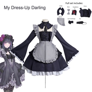 ชุดคอสเพลย์ ชุดแม่บ้านโลลิต้า การ์ตูนอนิเมะ My Dress Up Darling Marin Kitagawa Kuroe Shizuku สําหรับปาร์ตี้ฮาโลวีน