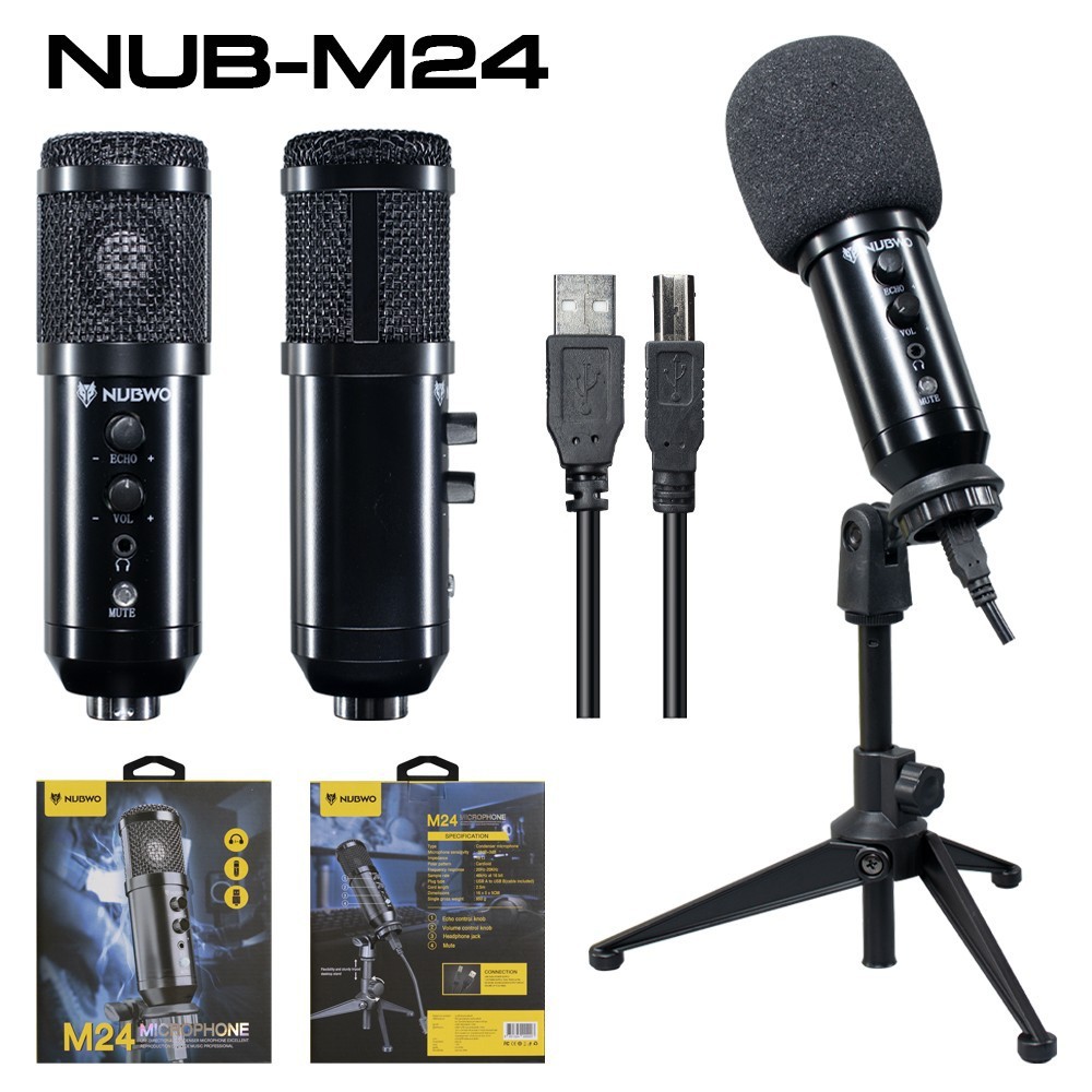NUBWO M24 Condenser Microphone USB ไมค์คอนเดนเซอร์ Black Shopee