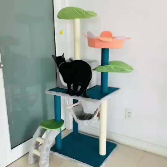 คอนโดแมว-บ้านแมว-รุ่นถ้ำเขียวพร้อมผีเสื้อ-ที่ลับเล็บแมว-size55x40x120cm-พร้อมส่งความสนุกถึงบ้าน