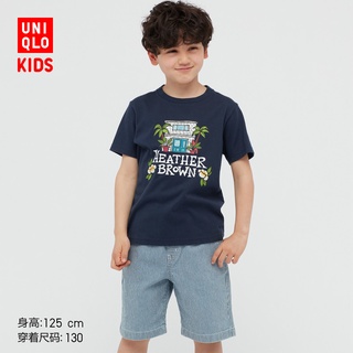 Uniqlo เสื้อยืดคอกลม แขนสั้น พิมพ์ลาย สีน้ําตาล สําหรับเด็กผู้ชาย และเด็กผู้หญิง (UT)S-5XL