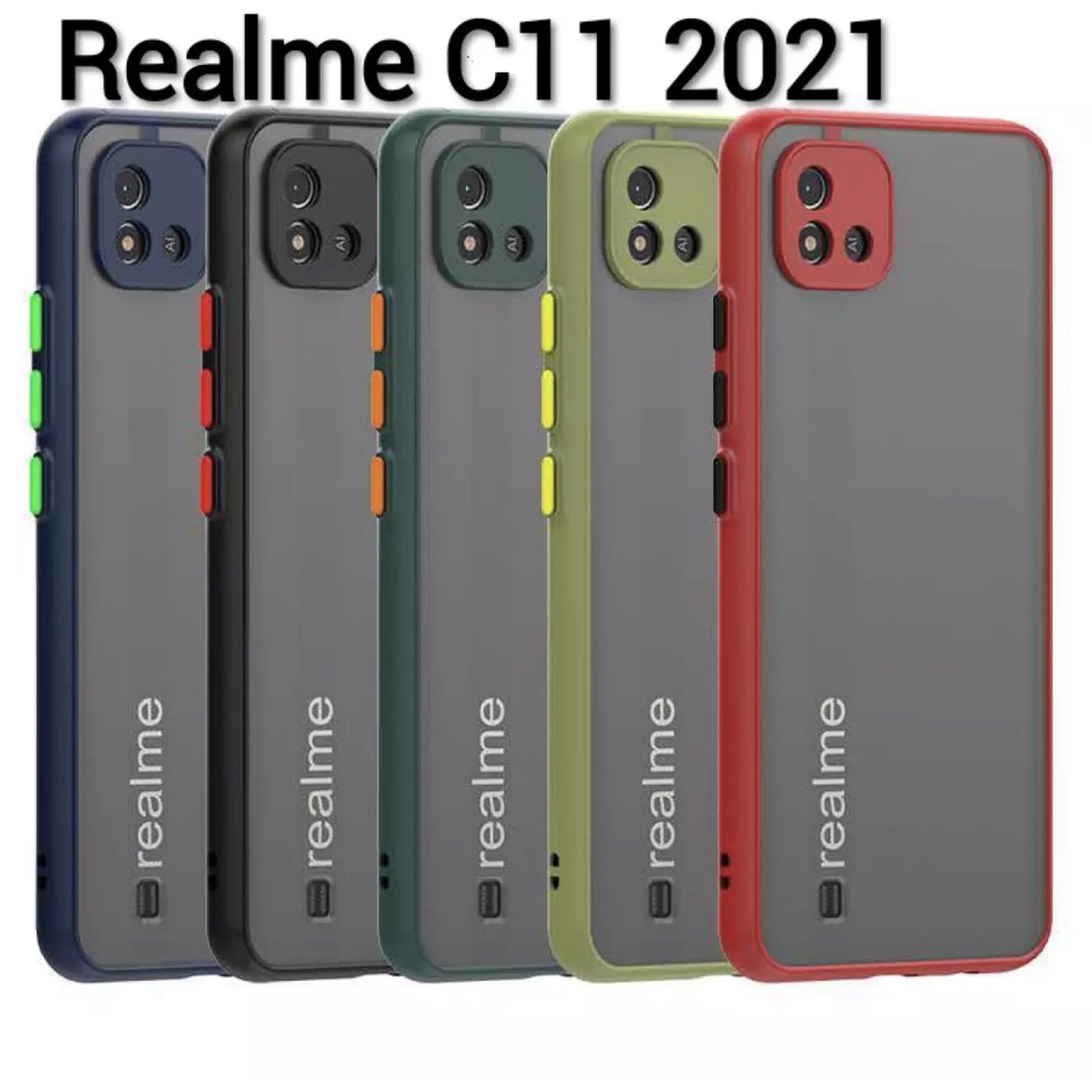 case-realme-c11-2021-เคสเรียวมี-เคสกันกระแทก-ปุ่มสีผิวด้าน-realme-c11-2021-เคสกันกระแทก-ขอบนิ่มหลังแข็ง