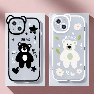 Silicone Lens Creative Bear Soft Case สำหรับ Iphone14 11 13 12 Pro Max 12 Pro Max 13 Pro Max ครอบคลุมเลนส์หมีเคสโทรศัพท์