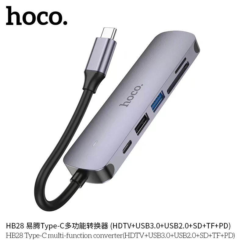 ภาพสินค้าHoco HB28 Easy display HUB ตัวแปลง Type-C เป็น HDTV + USB3.0 + USB2.0 + SD + TF + PD อะแดปเตอร์ 6 in 1 จากร้าน fa0635048437 บน Shopee ภาพที่ 4