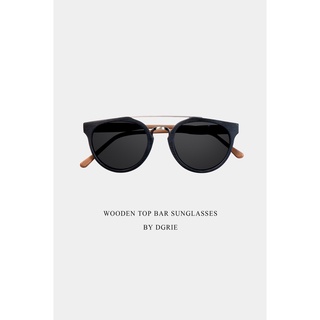 DGRIE Black Wooden Top Bar Sunglasses-แว่นกันแดด  สีดำลายไม้