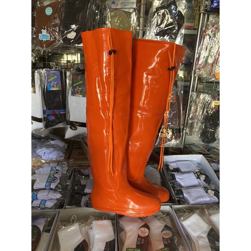 ภาพสินค้ารองเท้าบู๊ทกันน้ำPENGO สีส้ม รองเท้าบู๊ทกันฉี่หนู ลุยน้ำ ลงนา รุ่นไม่มีพื้นบู๊ตยางพารา สูง 24นิ้ว B 229 จากร้าน may255555555 บน Shopee ภาพที่ 2