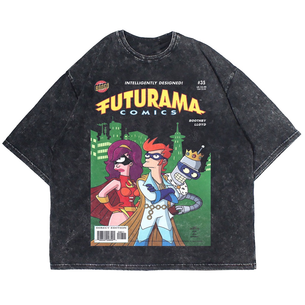 เสื้อยืดพิมพ์ลายแฟชั่นเสื้อยืด-ลาย-futurama-oversize-bothby-washing-vintage-tee-เสื้อยืดซักผ้า