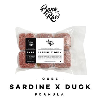 อาหารบาร์ฟ (สุนัข) BARF. สูตรปลาซาร์ดีนผสมเป็ด | CUBE - Sardine x Duck Formula