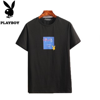[S-5XL] Playboy เสื้อยืด ผ้าฝ้าย แฟชั่นฤดูร้อน สําหรับผู้ชาย