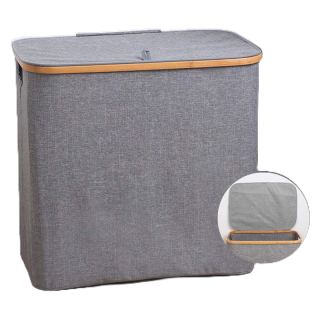 [เหลือ255 15CCBAPR3] HomeHuk ตะกร้าผ้า พับเก็บได้ หูจับ 2 ข้าง ช่องแบ่ง มีฝาเปิด-ปิด / ไม่มีฝา กล่องใส่ผ้า Bamboo Hamper Laundry Basket
