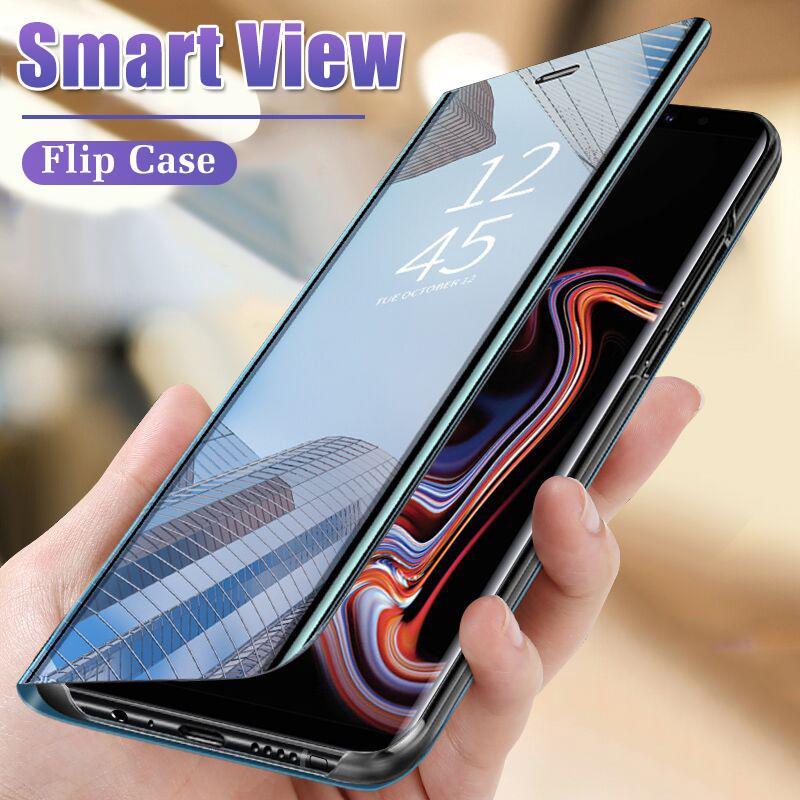 Samsung Galaxy Note10 10Plus 8 9 20 20Ultra S10 S9 หรูหรา หนังสัตว์ ดู กระจกเงา ชัดเจน ดีด ยืน กรณี ปก Luxury Mirror Case