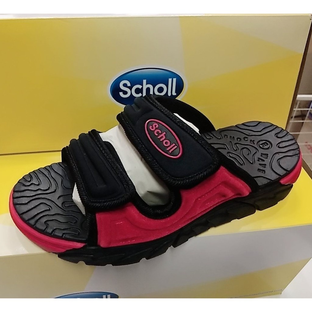 scholl-รองเท้าแตะแบบสวม-รุ่น-cyclone-สีดำ-แดง