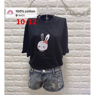 เสื้อยืดพิมพ์ลายแฟชั่น [READY STOCK] 100 Cotton T-shirt 10-12 Q-85