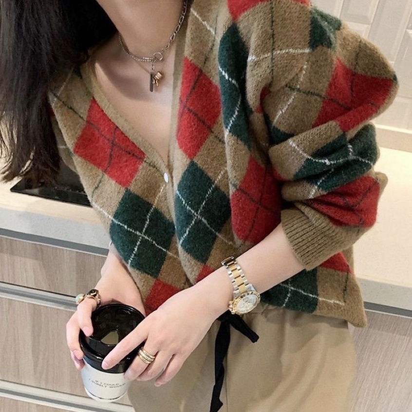 sale80-เสื้อไหมพรมกันหนาว-ลายสี่เหลี่ยมข้าวหลามตัด-2-สี