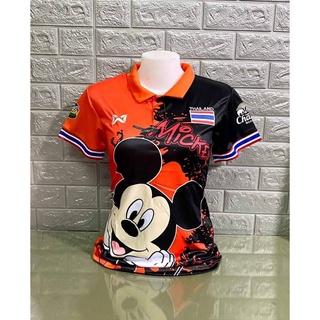 ❥❥เสื้อบอลหญิงทีมชาติไทยมิกกี้ครึ่งตัว Mickey ทรงเข้ารูป ❥❥มีปลายทางจ้า