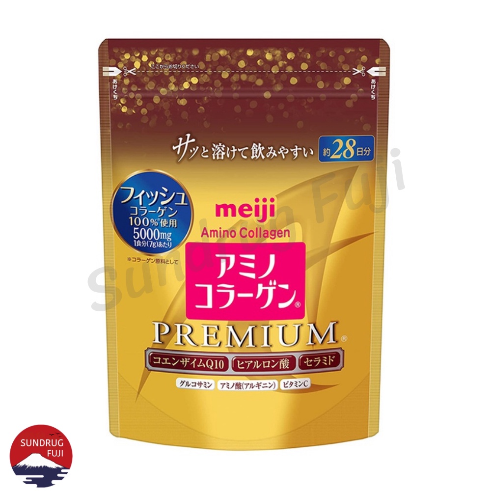 ภาพสินค้าแท้100%Meiji Amino Collagen Premium เมจิ อะมิโน คอลลาเจน สีทอง ชนิดผง 28 วัน(196g) จากร้าน sundrug.fuji บน Shopee ภาพที่ 3