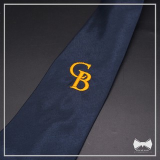 เซ็ทเนคไทกรมท่าอักษรย่อ CB+ผ้าเช็ดหน้าสูท-CB initials Navy Blue Necktie + Pocket Square