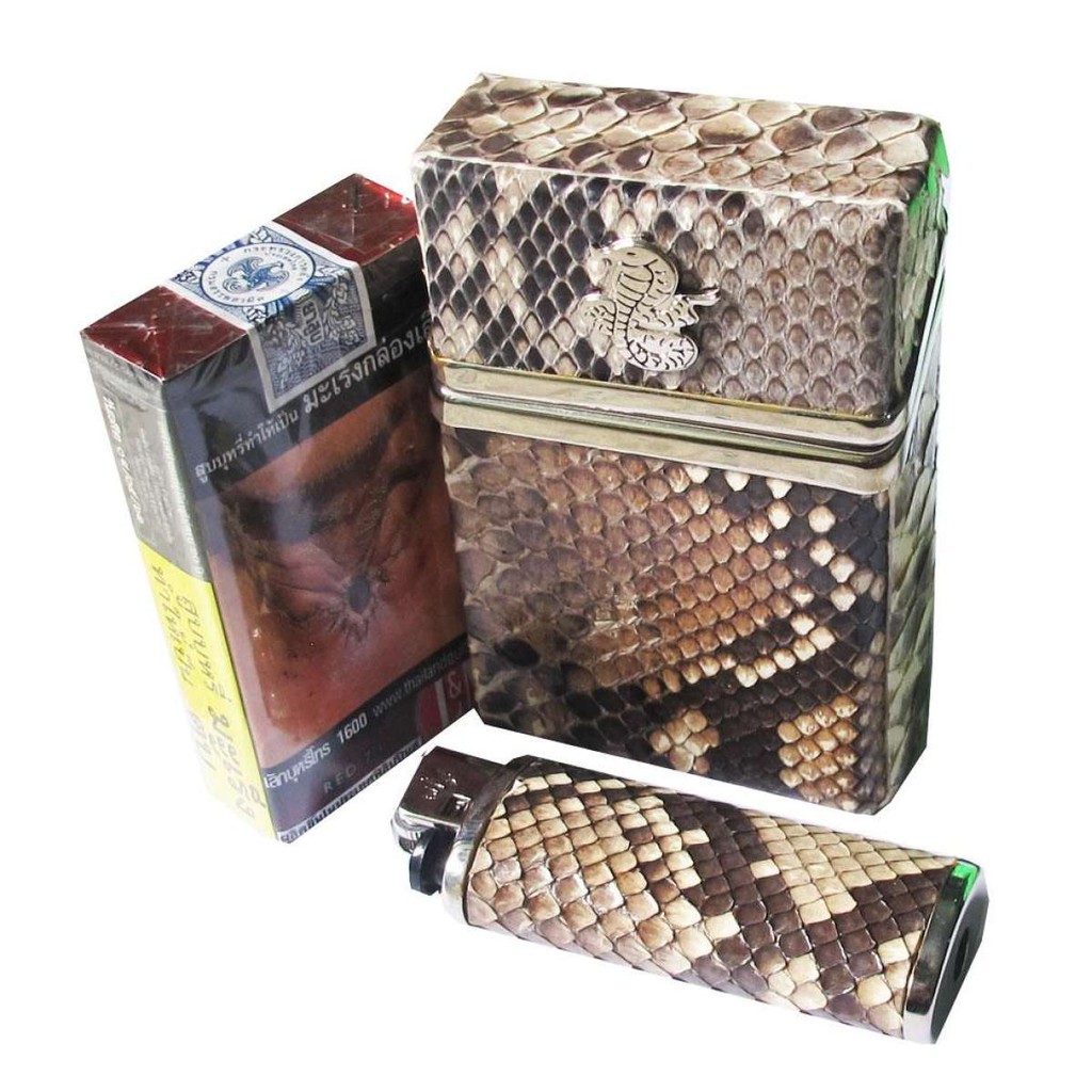 กล่องใส่ซองบุหรี่-หนังงูเหลือมแท้-ใซต์-มาตรฐาน-20-มวน-python-cigarette-case