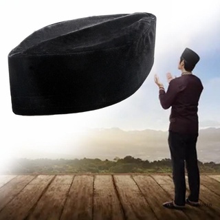 หมวกผ้าโพกหัว ผ้ากํามะหยี่ น้ําหนักเบา ลายหัวกะโหลก สีดํา สไตล์มุสลิม สําหรับผู้ชาย