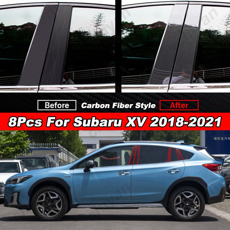 ฝาครอบเสาประตูหน้าต่างรถยนต์-คาร์บอนไฟเบอร์-สีดํามันวาว-สําหรับ-subaru-xv-2018-2021-8-ชิ้น