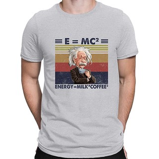 เสื้อยืดคอกลม แขนสั้น ลาย Albert Einstein Emc2 สไตล์วินเทจ สําหรับคู่รักกาแฟ นม วิทยาศาสตร์ DIY