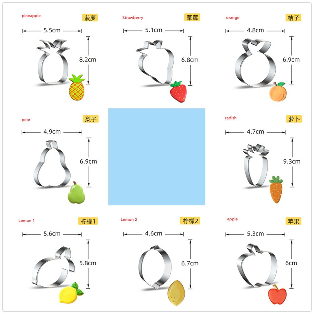 แม่พิมพ์สแตนเลสรูปผลไม้สําหรับทําข้าวปั้นคุกกี้บิสกิตเค้กเบเกอรี่