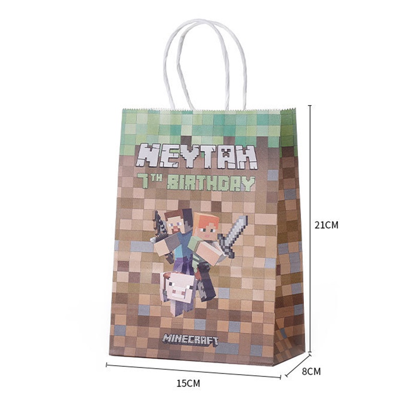 ถุงกระดาษหูหิ้ว-ลายการ์ตูน-minecraft-steve-creeper-my-world-สําหรับใส่ขนมหวาน-ตกแต่งวันเกิด-4-ชิ้น-ต่อชุด