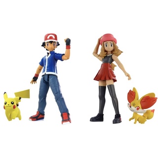 Pokemon Serena and Fennekin & Satoshi and Pikachu Figure Monster Collection VHTF ( In Mint Condition )