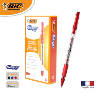 [Official Store] BIC บิ๊ก ปากกา Gel-ocity Stic ปากกาเจล เเบบถอดปลอก หมึกแดง หัวปากกา 0.5 mm. จำนวน 12 ด้าม