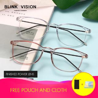 Blink Vision -0.50 ถึง -6.00 สไตล์เกาหลี แว่นสายตาสั้นแฟชั่น TR90 โปร่งใส กรอบแว่นน้ำหนักเบาสามารถติดตั้งเลนส์เปลี่ยนสีอัตโนมัติได้ แว่นกรองแสง แว่นตา tr women แว่นตากรองแสง แว่น auto