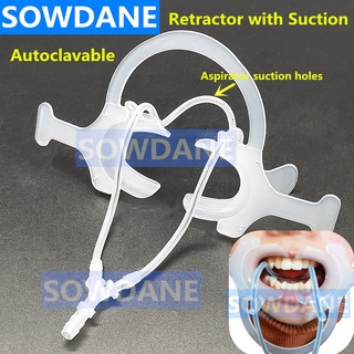 Dental Retractor Lip Cheek Retractor and Mouth Opener with Suction Pipe Dentist Surgical Aspirator Suction Tube Autoclav