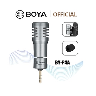 Boya BY-P4A ไมโครโฟนคอนเดนเซอร์ ขนาดเล็ก 3.5 มม. TRS Omnidirectional 90° หัวไมค์ ขนาดกะทัดรัด สําหรับกล้อง DSLR