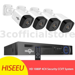 Hiseeu กล้องรักษาความปลอดภัย POE H.265+ IP 8CH 5MP NVR รองรับเสียงกลางคืน 10 เมตร IP66 กันน้ํา 4 ชิ้น Onvif