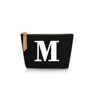 กระเป๋าผ้าลายอักษร ALPHABET  Pouch Coin Bag BLACK  M