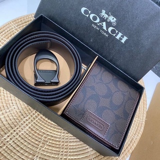 set กระเป๋า+เข็มขัด ผู้ชาย แบรนด์ coach หลุด qc ราคาถูก