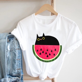 【🔥🔥】เสื้อยืด พิมพ์ลายการ์ตูนแมว กราฟฟิค 90s แฟชั่นฤดูใบไม้ผลิ ฤดูร้อน สําหรับผู้หญิง