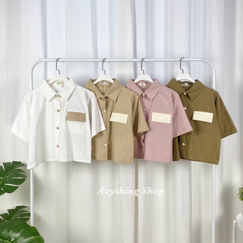 เสื้อครอปเชิ้ต-สีแพนโทน-น่ารักมาก-avything-shopp