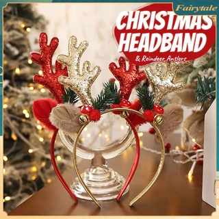 น่ารัก Reindeer Antlers แถบคาดศีรษะคริสต์มาส Bells Santa Snowman Elk Hairband Christmas Headwear ปีใหม่ Xmas Party Props 【Fairytale】