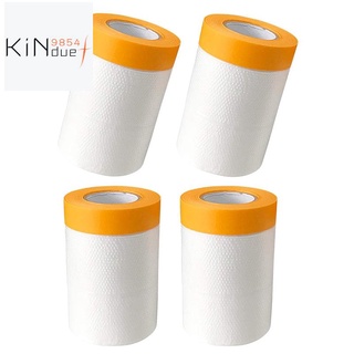 ภาพขนาดย่อของสินค้า4 Pcs Plastic Dust Sheets Roll 0.55 x 20M Pre-Taped Masking Film Drop Cloths for Painting Bed Furniture Covering