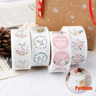 Purelove สติกเกอร์ฉลาก ลายดอกไม้ Thank You สําหรับติดตกแต่งงานแต่งงาน 500 ชิ้น 1 ม้วน