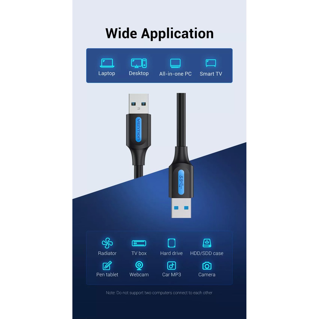 ภาพสินค้าVention (CONB) USB 3.0 A Male to A Male Cable 2A 5Gbps Hight Speed Fast Transmission USB Extension Cable for Laptop Smar จากร้าน toara บน Shopee ภาพที่ 4