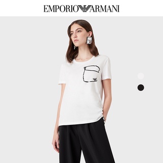 Armani เสื้อยืดแขนสั้น ผ้าฝ้าย พิมพ์ลาย สวมใส่สบาย แฟชั่นสําหรับผู้หญิง