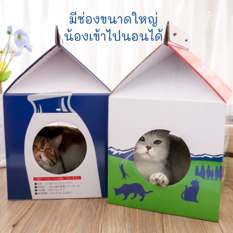 meaoparadise-บ้านแมว-บ้านแมวกระดาษ-ที่ลับเล็บแมว-ที่ข่วนเล็บ-กล่องนม-บ้านนม-hokkaido-milk-house-ของเล่นแมวราคาส่ง