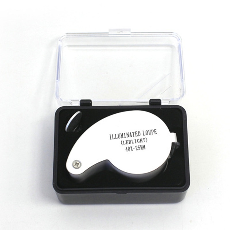Jewelers Loupe Magnifier with Light 40X Foldable Magnifying Glass for Coins  Diamonds Jewelry Gems Plants Watches Stamps etc 