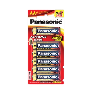 Chaixing Home ถ่านอัลคาไลน์ PANASONIC รุ่น LR6T/6BN1F ขนาด AA (แพ็ค 5 + 1 ก้อน)