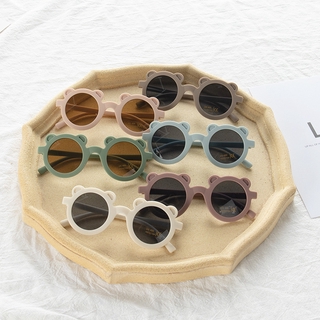 สินค้า (JIUERBA)COD INS แว่นกันแดดทรงกลมแฟชั่นสำหรับเด็กอุปกรณ์เสริมแว่นตาสีลูกกวาดแว่นตาทรงหมี