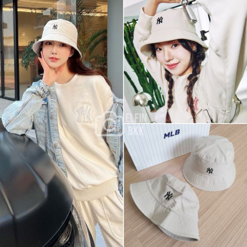 แท้-mlb-ny-gothic-rookie-bucket-hat-หมวกบักเก็ต-หมวกปีกกว้าง-ny-สีดำ-สีเบจ-สีขาว-สีเขียว-สีน้ำตาล-สีเทา