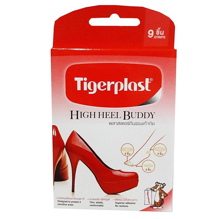 tigerplast-high-heel-buddy-พลาสเตอร์กันรองเท้ากัด-พลาสเตอร์-ไทเกอร์พลาส-9-ชิ้น-กล่อง